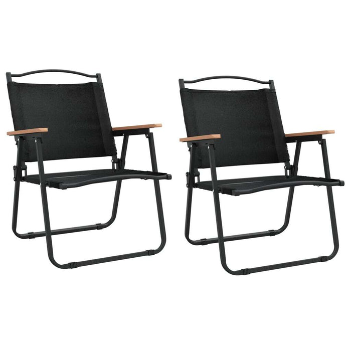 Camping Chairs 2pcs Oxford Fabric Steel Frame Foldable Outdoor 54x55x78cm Black