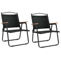 Camping Chairs 2pcs Oxford Fabric Steel Frame Foldable Outdoor 54x55x78cm Black