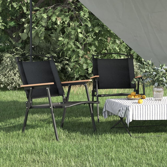 Camping Chairs 2pcs Oxford Fabric Steel Frame Foldable Outdoor 54x55x78cm Black