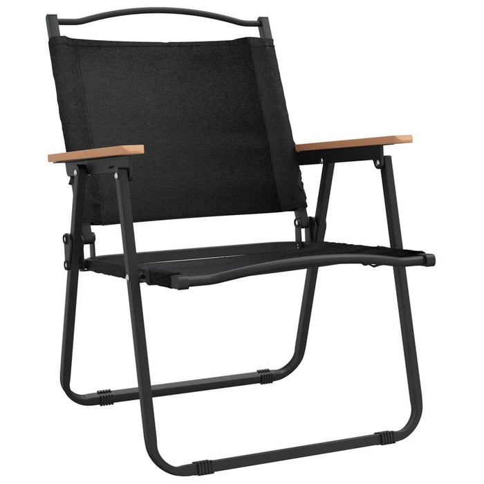 Camping Chairs 2pcs Oxford Fabric Steel Frame Foldable Outdoor 54x55x78cm Black