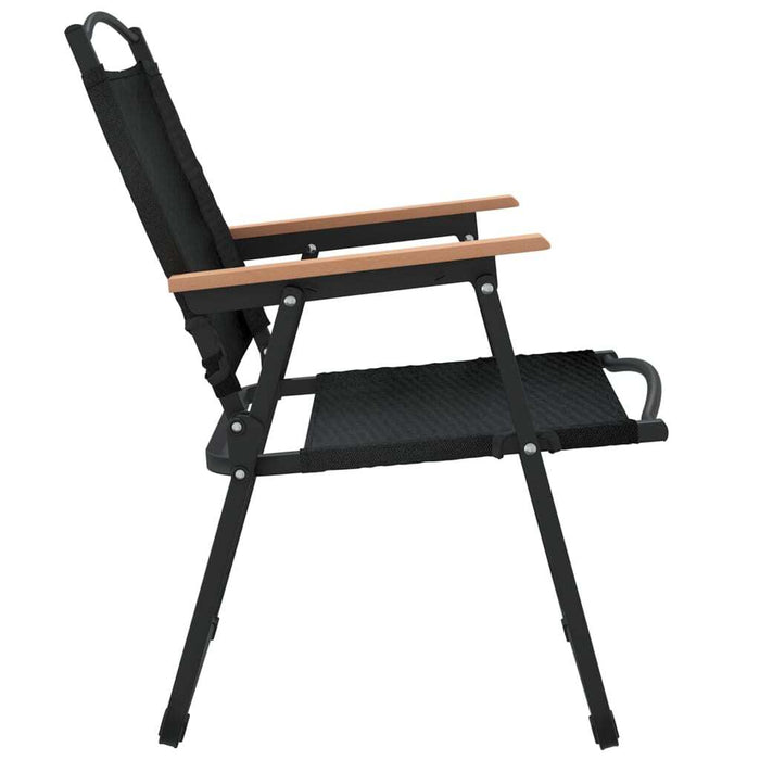 Camping Chairs 2pcs Oxford Fabric Steel Frame Foldable Outdoor 54x55x78cm Black