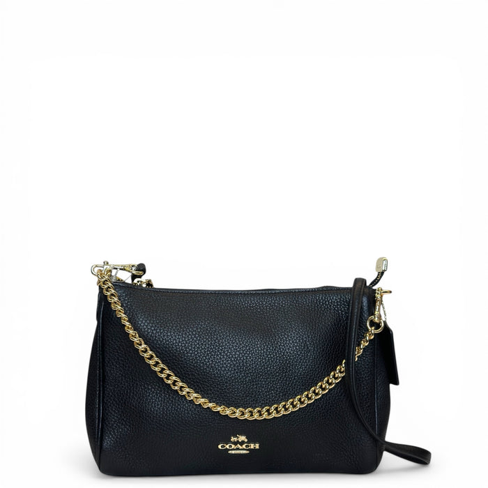 Coach Carrie Crossbody Bag Black Pebbled Leather