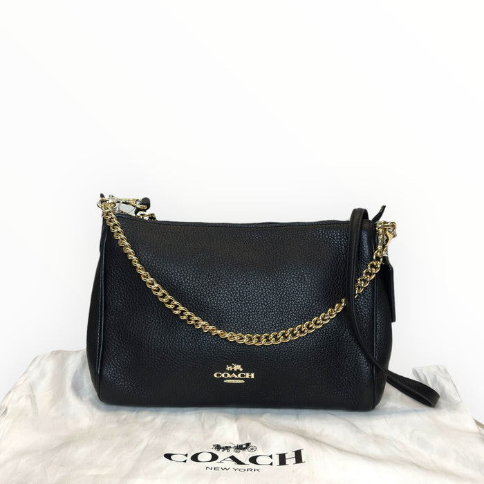 Coach Carrie Crossbody Bag Black Pebbled Leather