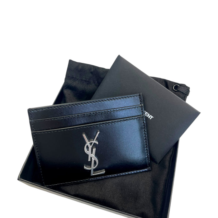 Saint Laurent Cassandre Card Case Black Smooth Leather