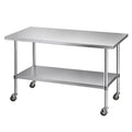 Cefito 1524x762mm Stainless Steel Kitchen Bench w/ Splashback Work Table Bench