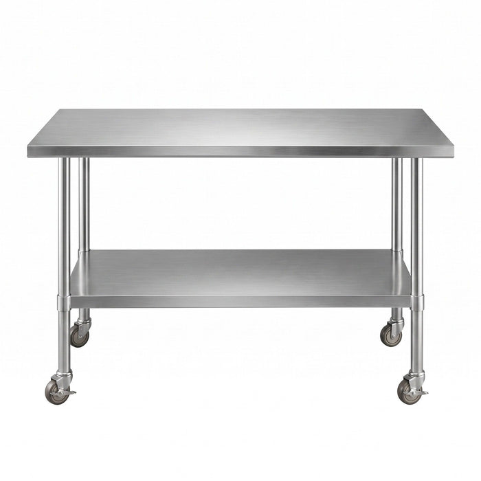 Cefito 1524x762mm Stainless Steel Kitchen Bench w/ Splashback Work Table Bench