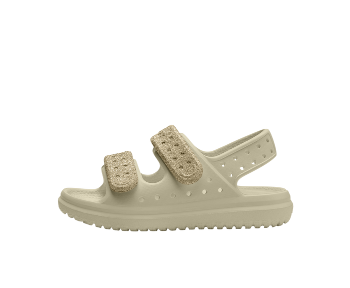 Side view of a Native Shoes Kids Chase Bio-Bling Kids Footwear in Taos Tan Bling / Bone White