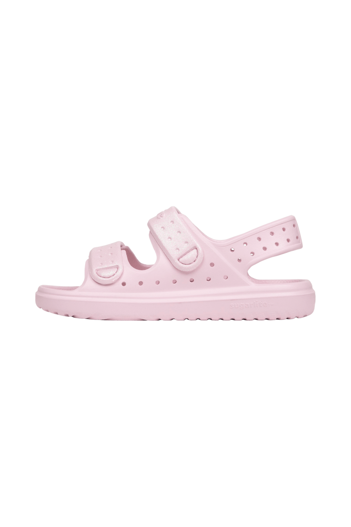 Angled view of a Native Shoes Kids Chase Bio-Bling Kids | Barely Pink Bling / Barely Pink Footwear in Barely Pink Bling / Barely Pink