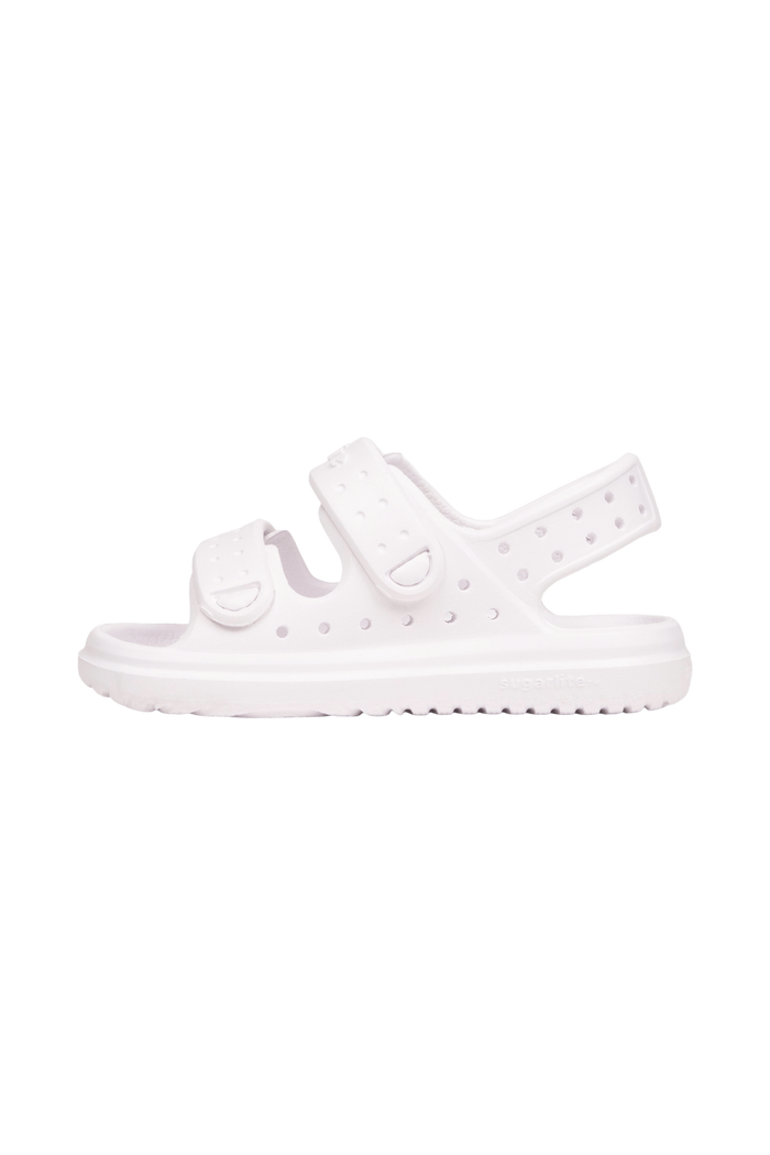 Angled view of a Native Shoes Kids Chase Kids | Shell White / Shell White Footwear in Shell White / Shell White