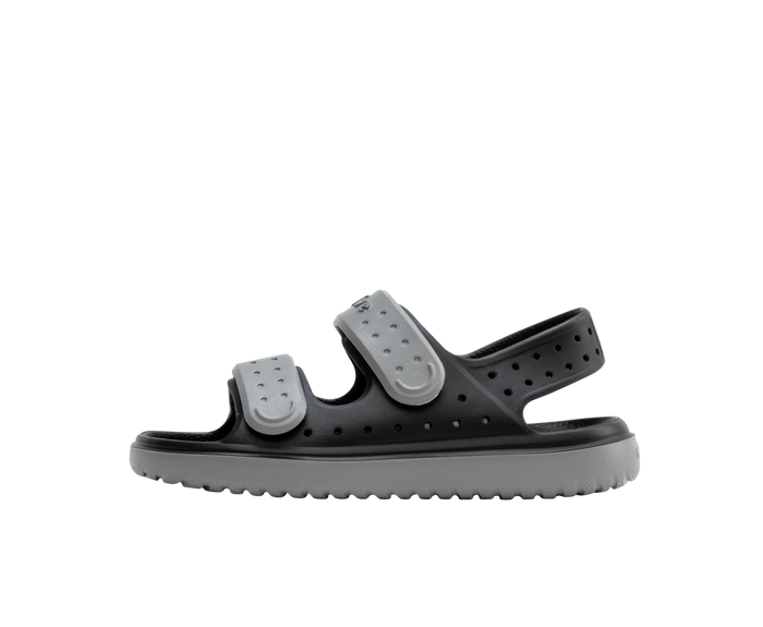 Side view of a Native Shoes Kids Chase Kids Footwear in Jiffy Black / Satellite Grey
