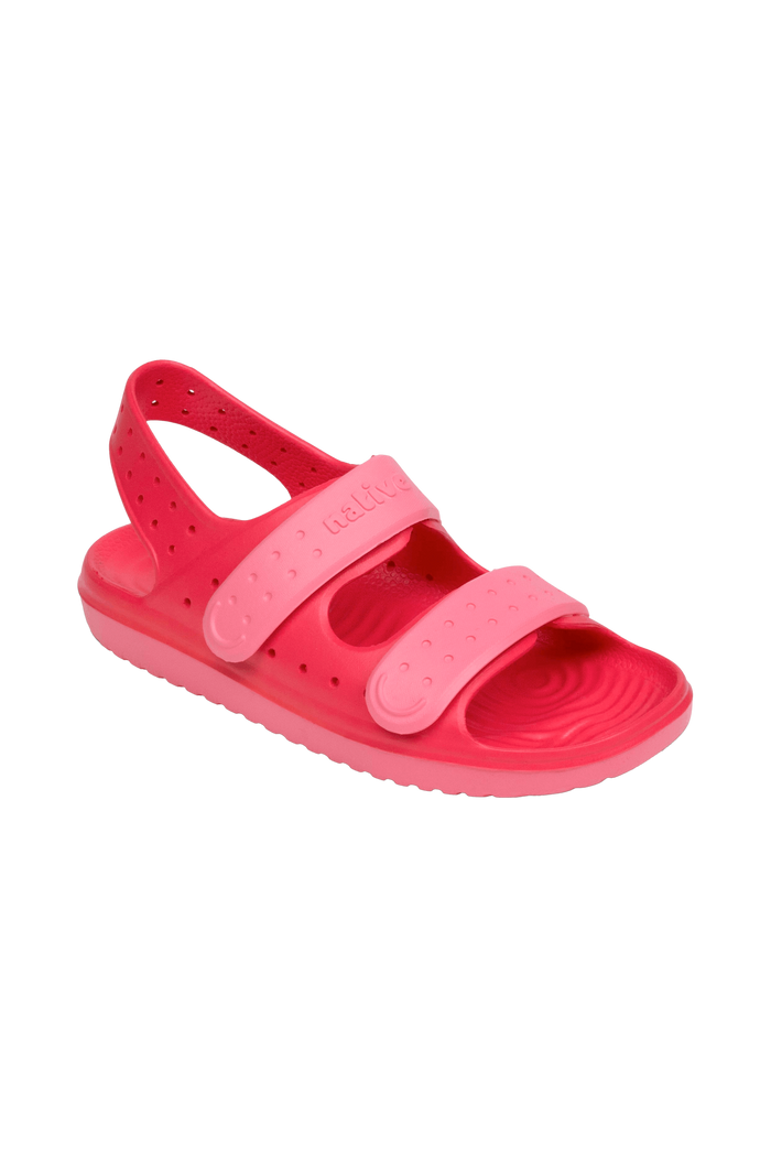 Angled view of a Native Shoes Kids Chase Kids | Popsicle Pink / Flamingo Pink Footwear in Popsicle Pink / Flamingo Pink