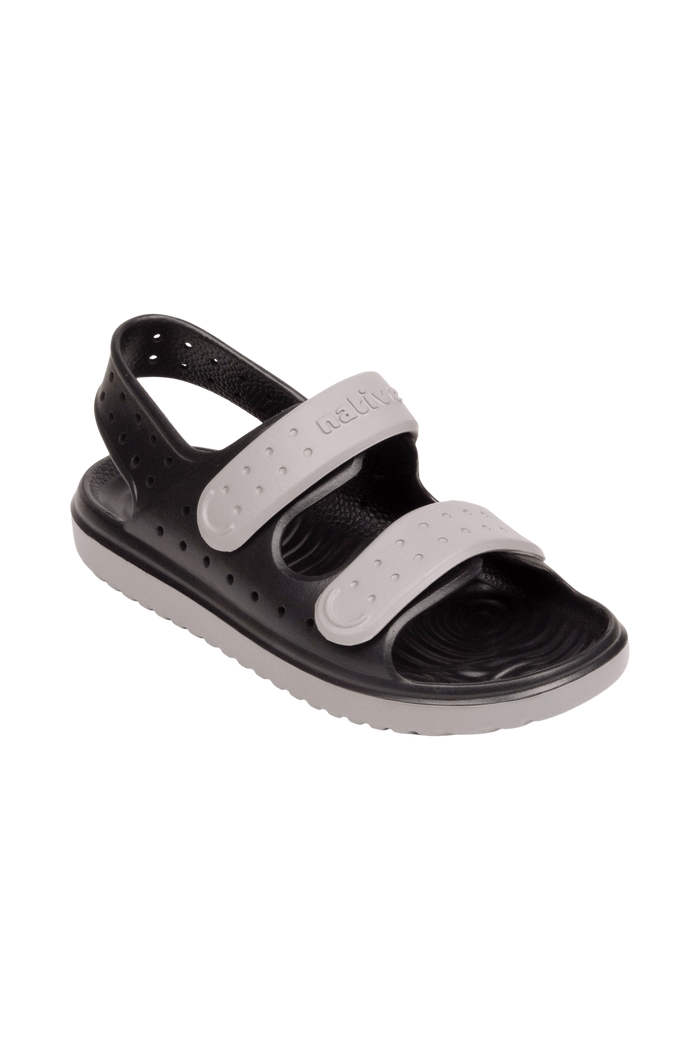 Bottom view of a Native Shoes Kids Chase Kids | Jiffy Black / Satellite Grey Footwear in Jiffy Black / Satellite Grey