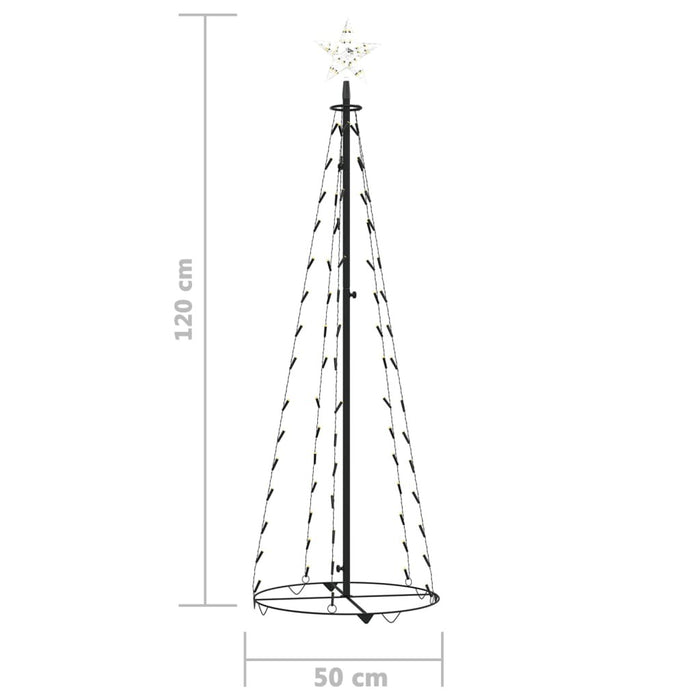 Christmas Cone Tree 50x120cm 70 LED Lights Indoor Outdoor Xmas Decor White