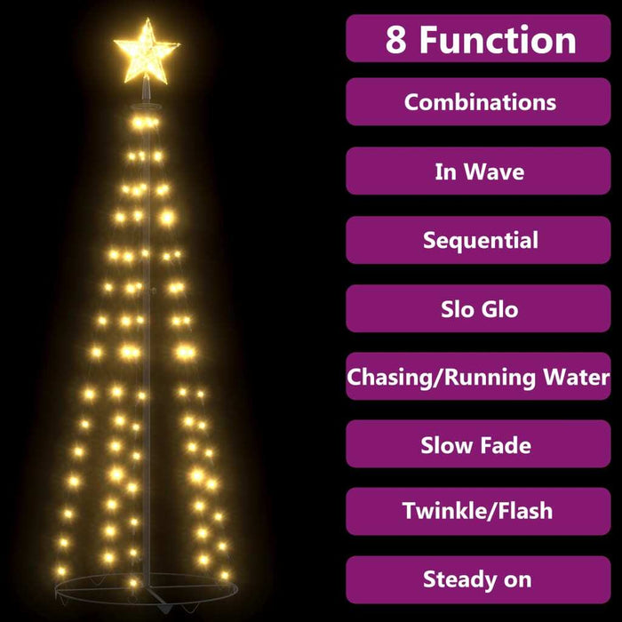 Christmas Cone Tree 50x120cm 70 LED Lights Indoor Outdoor Xmas Decor White