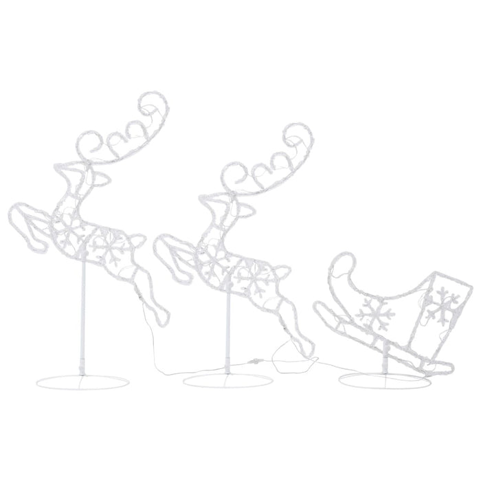 Christmas Flying Reindeer Sleigh Acrylic LED 72 Lights 260x21x87cm Warm White