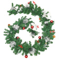 Christmas Garland PVC LED Lights Silver Red Decoration Indoor Outdoor 2.7m Green