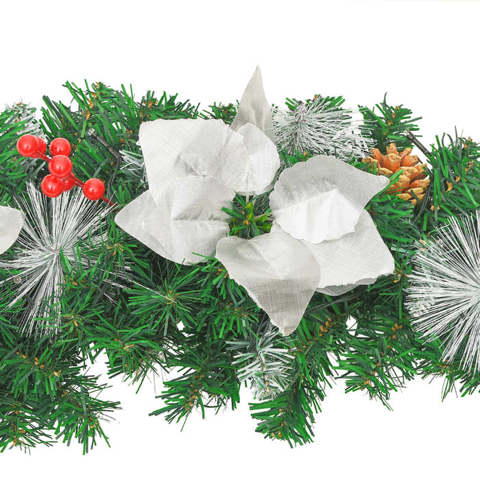 Christmas Garland PVC LED Lights Silver Red Decoration Indoor Outdoor 2.7m Green