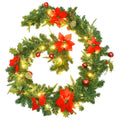 Christmas Garland with LED Lights 2.7m PVC Indoor Outdoor Xmas Decor Green