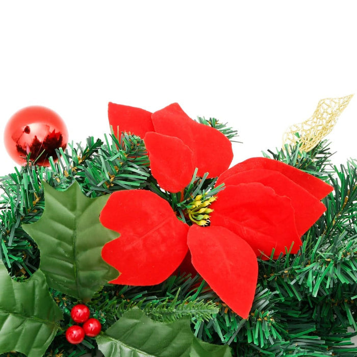Christmas Garland with LED Lights 2.7m PVC Indoor Outdoor Xmas Decor Green