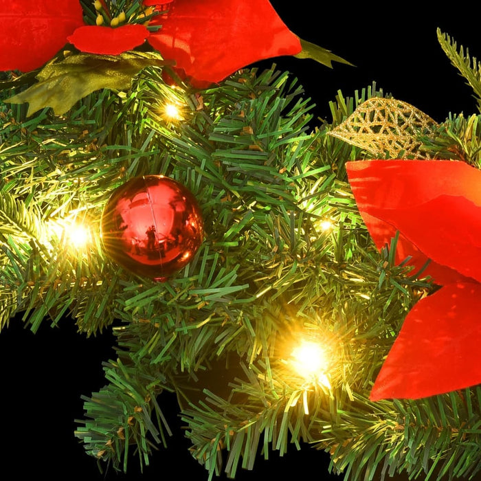 Christmas Garland with LED Lights 2.7m PVC Indoor Outdoor Xmas Decor Green
