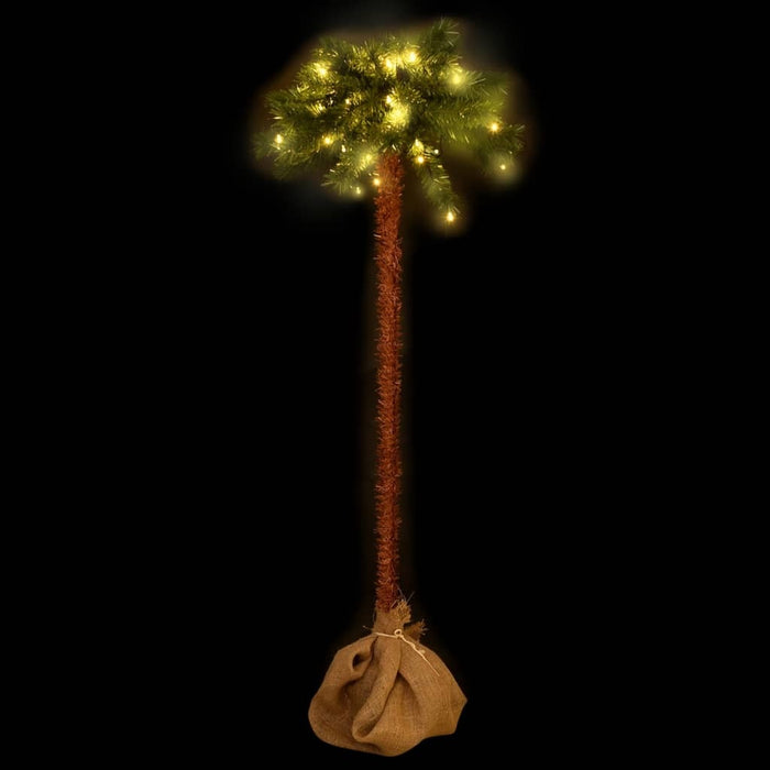 Christmas Tree with LEDs Palm Tree Linen Fabric Base 150cm
