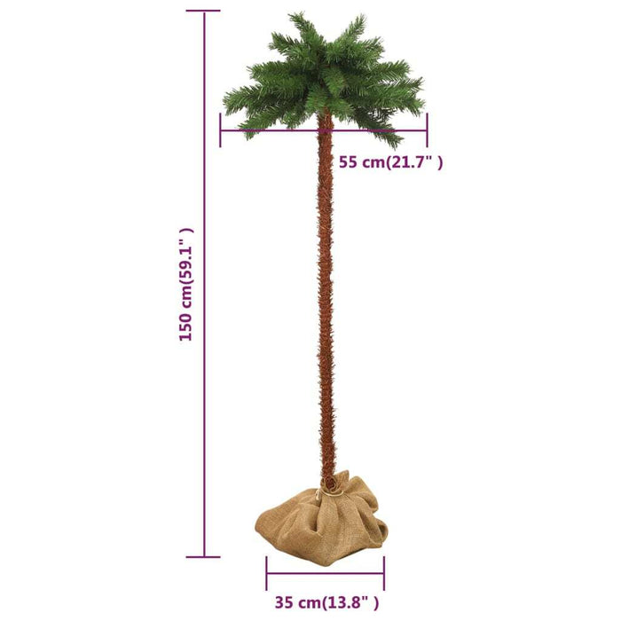 Christmas Tree with LEDs Palm Tree Linen Fabric Base 150cm