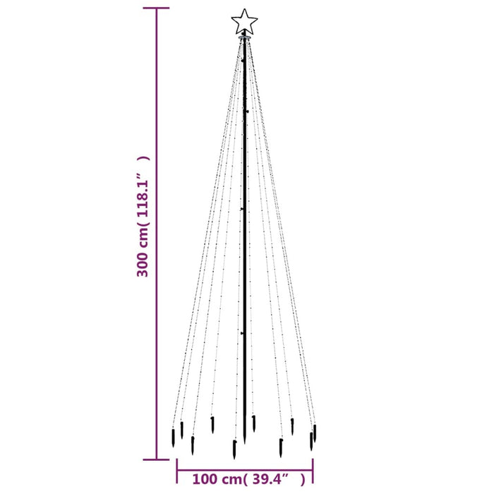 Christmas Tree with Spike Cold White 310 LEDs 8 Effects Compact 300cm