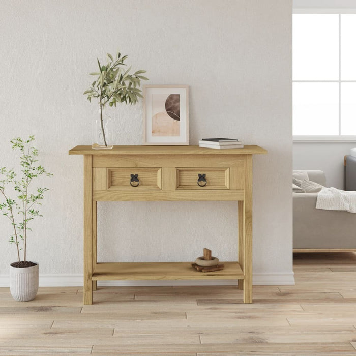 Console Table Corona Mexican Pine 93x34.5x73cm 2 Drawers 1 Shelf Brown
