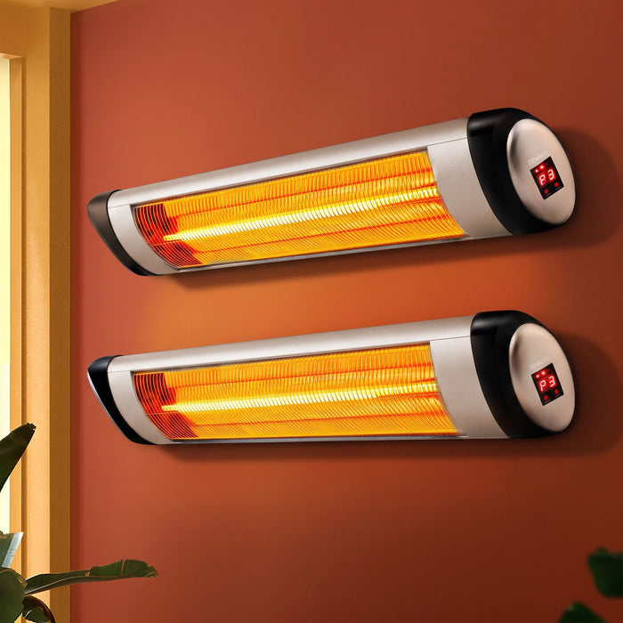Devanti 2PCS Radiant Strip Heater Electric Infrared 2000W Indoor Outdoor Heating