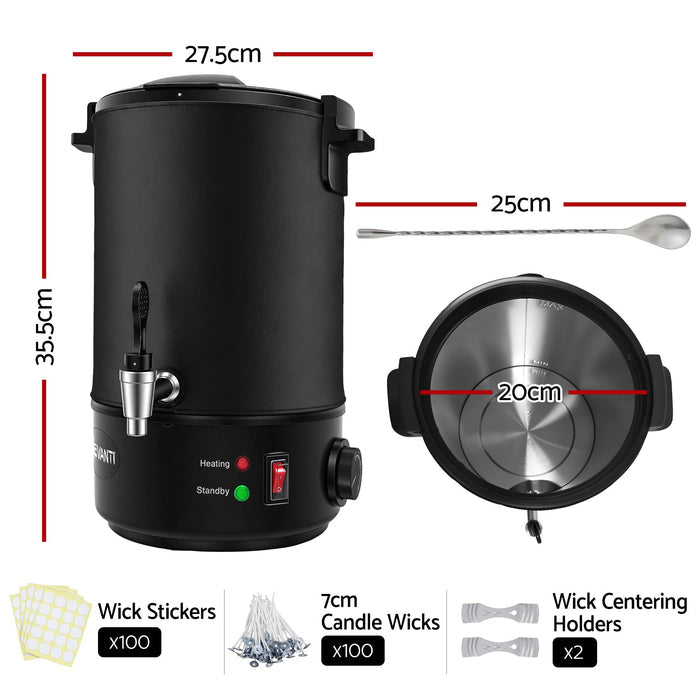 Devanti 6L Wax Melter Candle Making 1520W Melting Pot Quick Pour Spout Soap