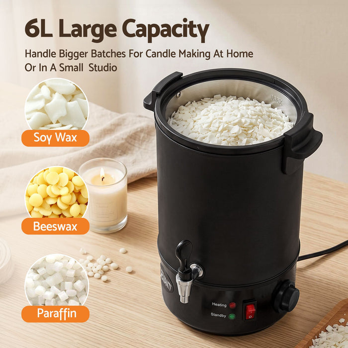 Devanti 6L Wax Melter Candle Making 1520W Melting Pot Quick Pour Spout Soap