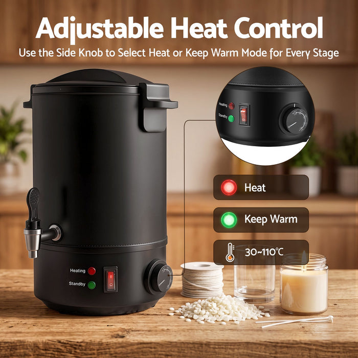 Devanti 6L Wax Melter Candle Making 1520W Melting Pot Quick Pour Spout Soap