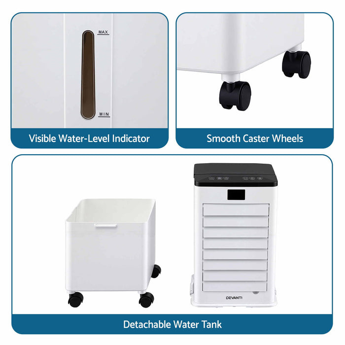 Devanti 8L 3-in-1 Evaporative Air Cooler 4 Ice Packs Remote Control 3 Speed