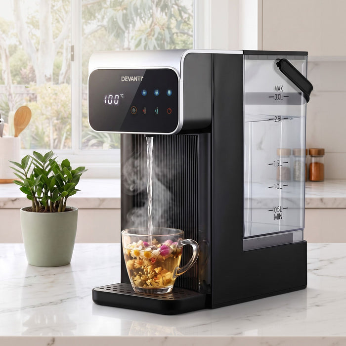 Devanti Hot Water Dispenser 3L Heating Kettle 2400W Touch Control Black