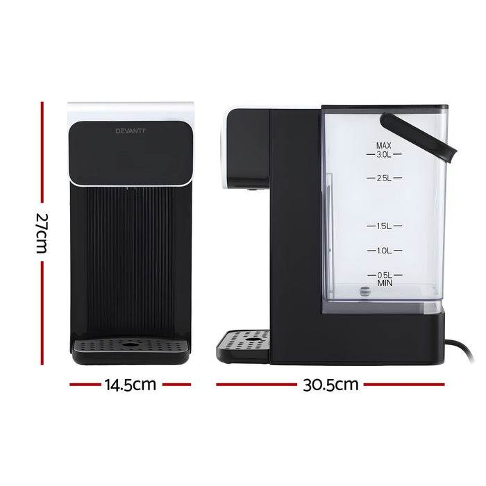 Devanti Hot Water Dispenser 3L Heating Kettle 2400W Touch Control Black