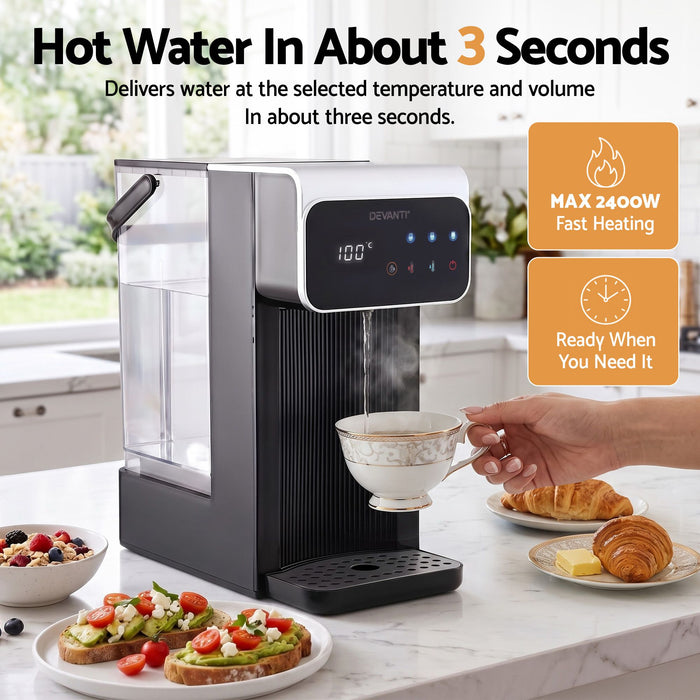 Devanti Hot Water Dispenser 3L Heating Kettle 2400W Touch Control Black