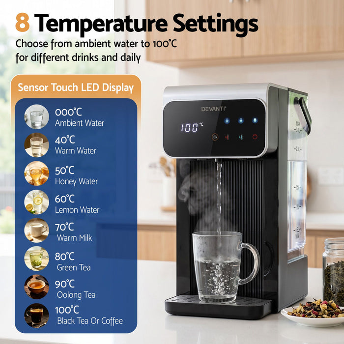 Devanti Hot Water Dispenser 3L Heating Kettle 2400W Touch Control Black