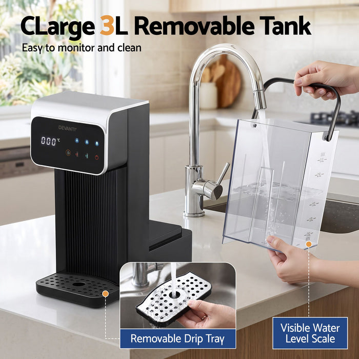 Devanti Hot Water Dispenser 3L Heating Kettle 2400W Touch Control Black