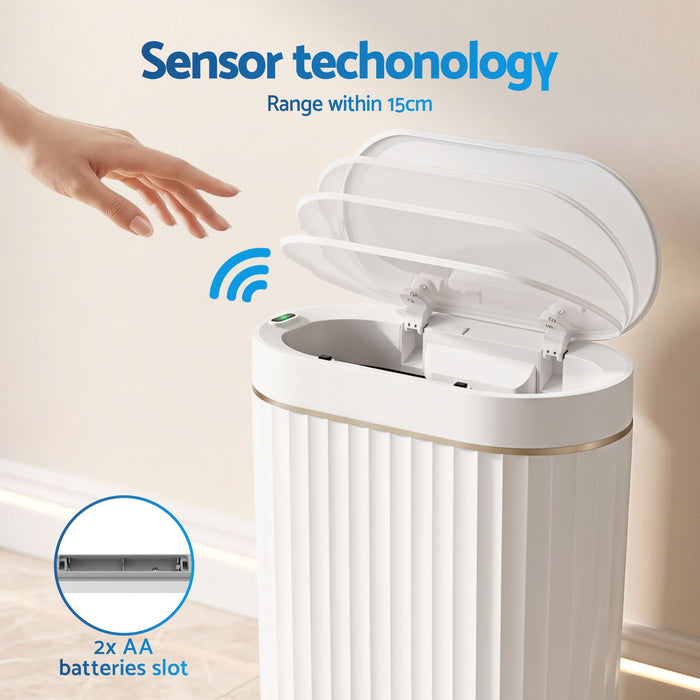 Devanti Sensor Trash Can 7L Motion Slim Bins Touchless Automatic Waste Bin White