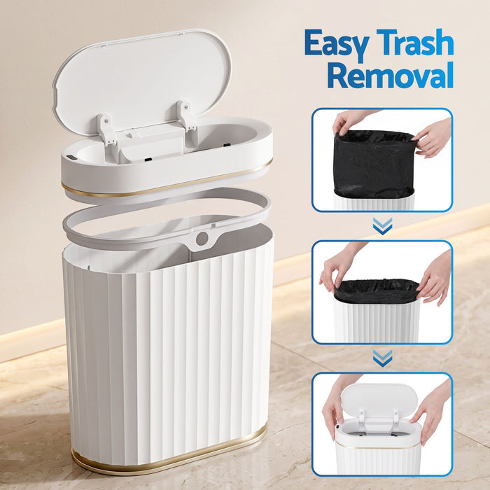 Devanti Sensor Trash Can 7L Motion Slim Bins Touchless Automatic Waste Bin White