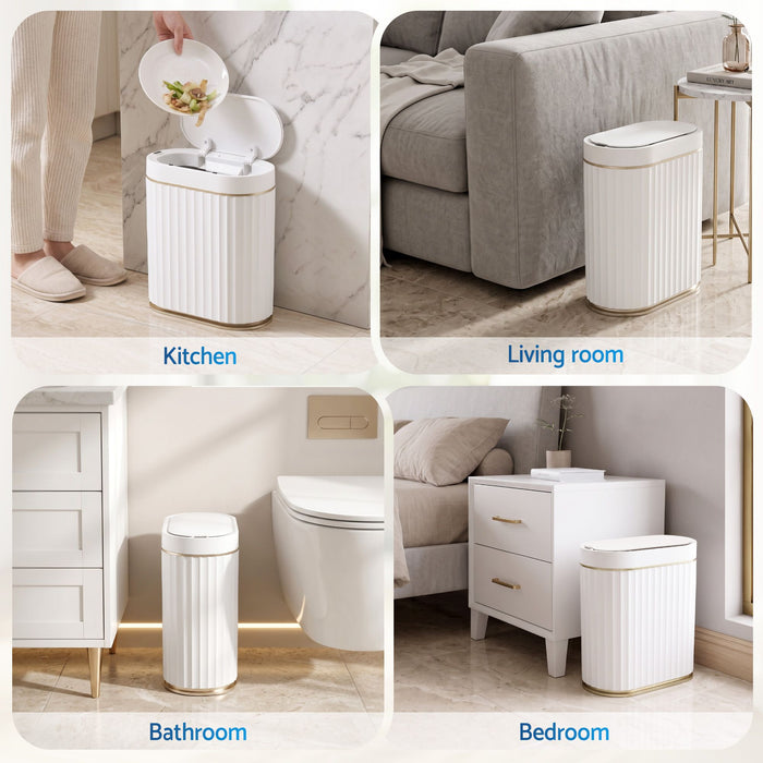 Devanti Sensor Trash Can 7L Motion Slim Bins Touchless Automatic Waste Bin White