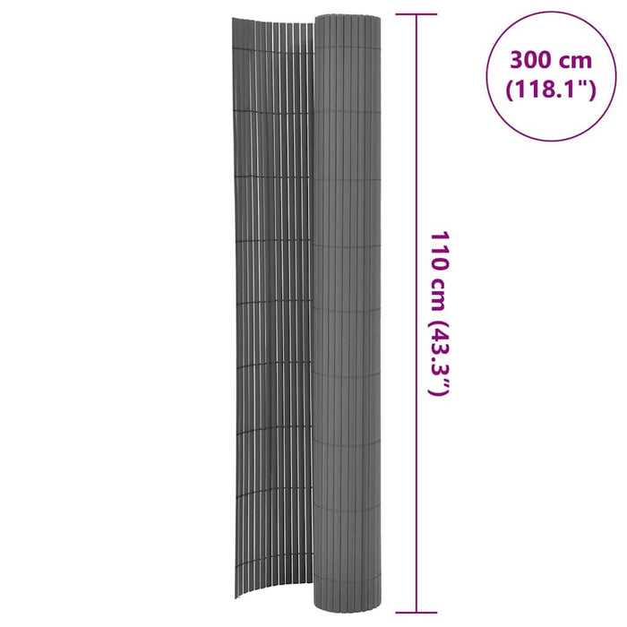 Double Sided Garden Fence PVC Weather Resistant Barrier 110x300cm Grey