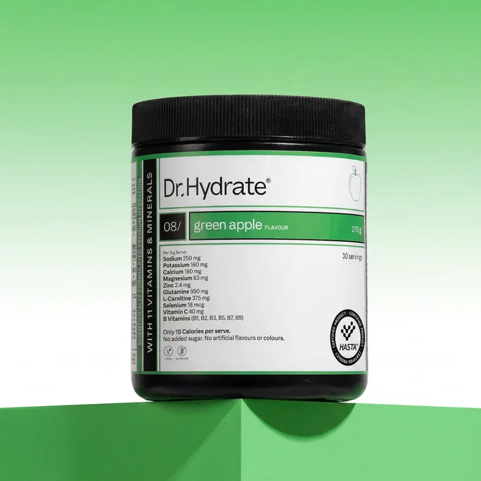 Dr. Hydrate All In One Hydration Drink Green Apple HASTA Certified 270g Jar