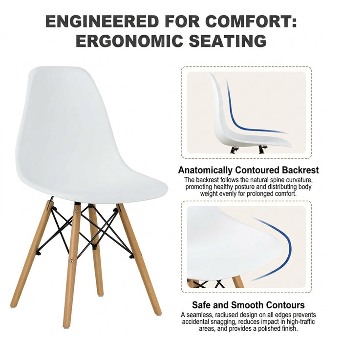 Eames Style Dining Chairs Plastic Pre Assembled Chairs Wood Legs Furniture