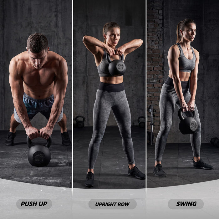 Everfit 20kg Cast Iron Kettlebell Powder Coating Flat Bottom Home Gym