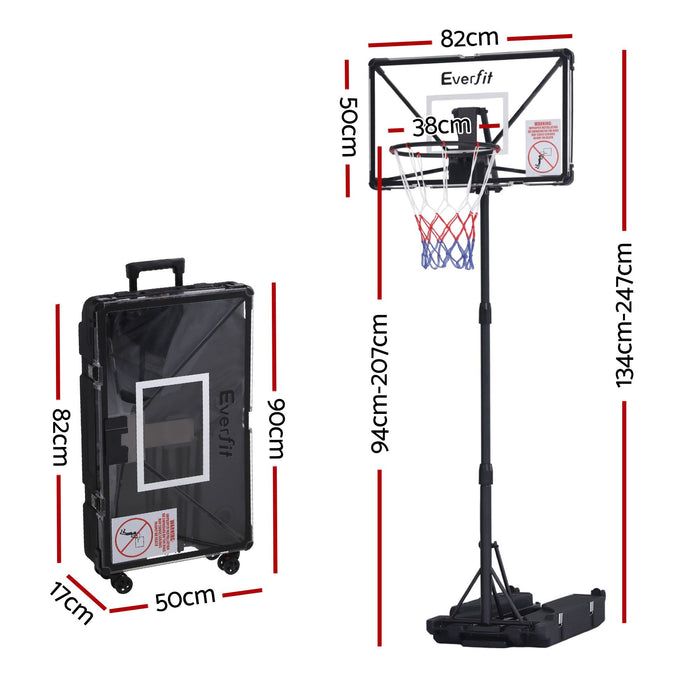 Everfit Portable Basketball Hoop System Adjustable Full Foldable Stand 2.07m