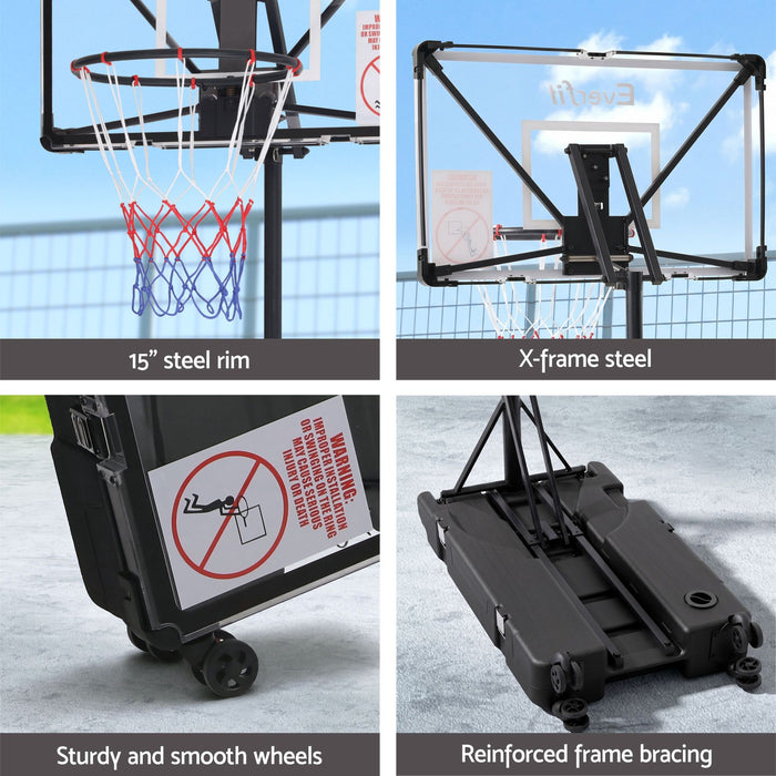 Everfit Portable Basketball Hoop System Adjustable Full Foldable Stand 2.07m