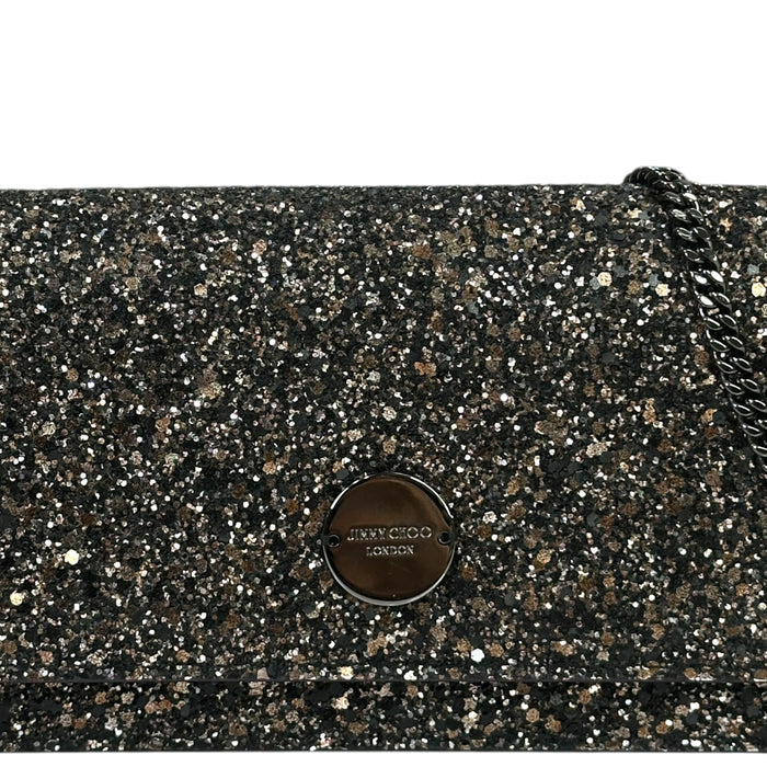 Jimmy Choo Finley Shoulder Bag Bronze Coarse Glitter