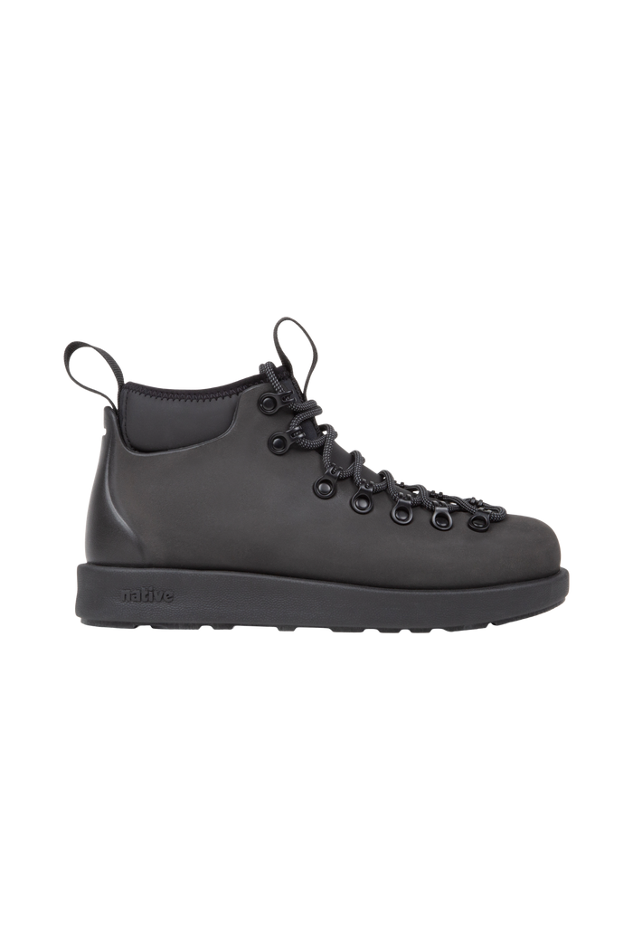 Side view of a Native Shoes Adults Fitzsimmons Venture Footwear in Jiffy Black / Jiffy Black