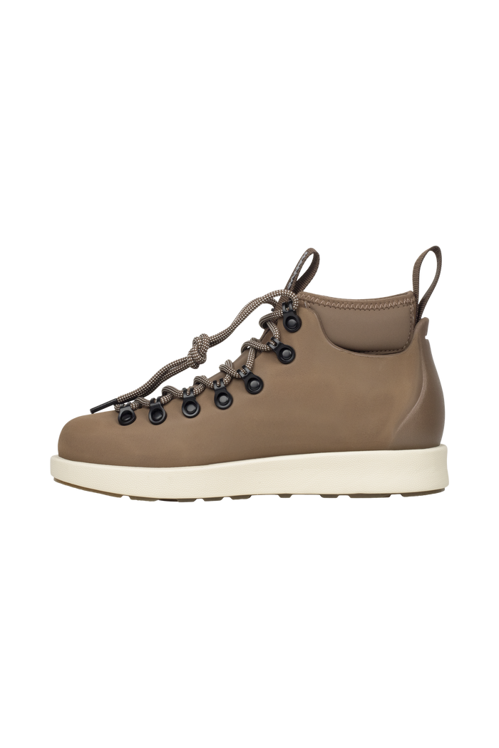 Angled view of a Native Shoes Fitzsimmons Venture | Bstabr/Bnwht Footwear in Bstabr/Bnwht